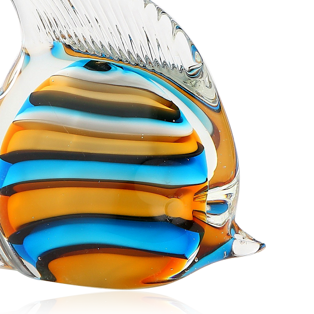 Amber and Blue Striped Glass Fish - view 2