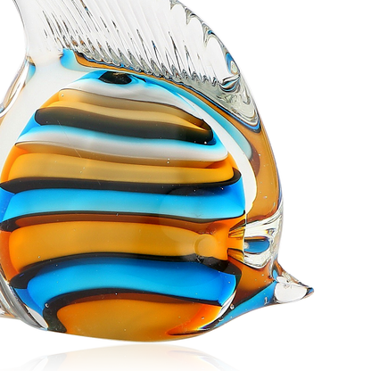 Amber and Blue Striped Glass Fish - view 2