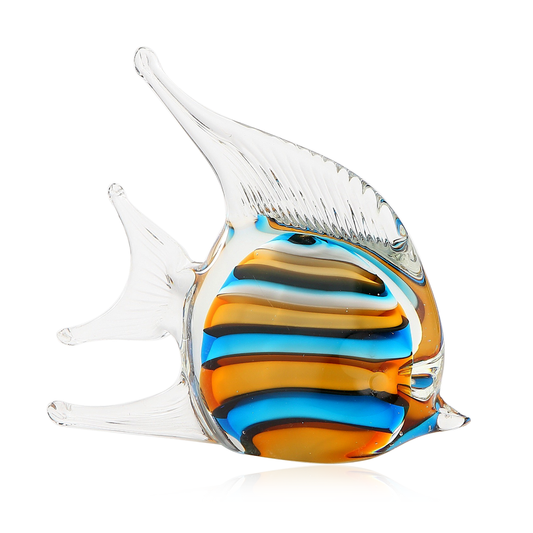 Amber and Blue Striped Glass Fish - view 1