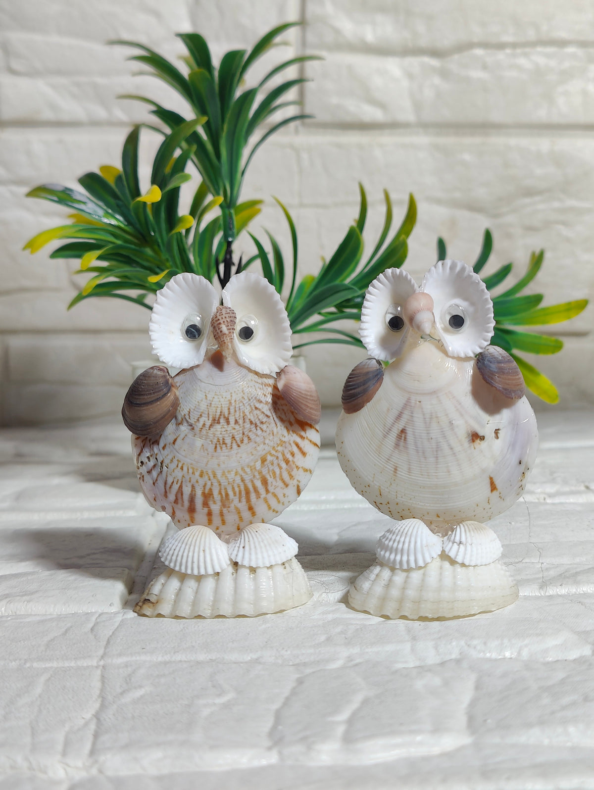Natural Shell Owl Figurine Set - view 2