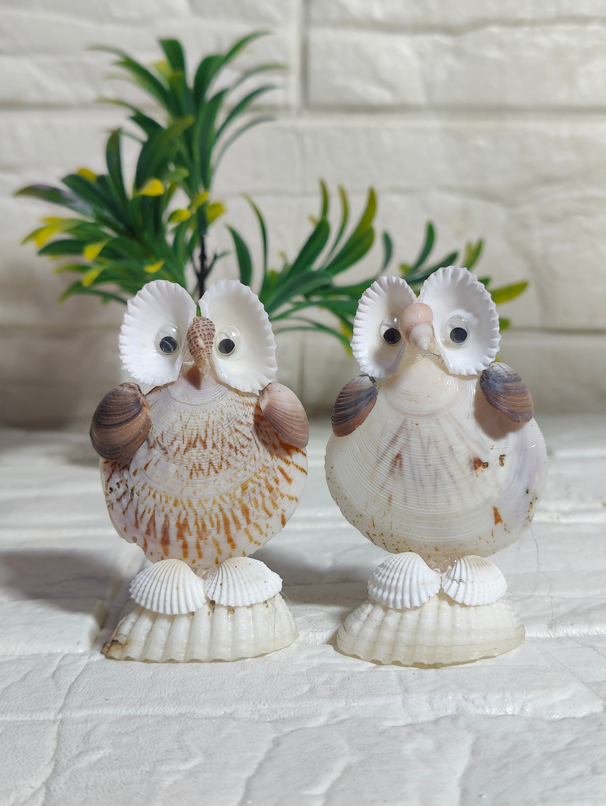 Natural Shell Owl Figurine Set - view 3