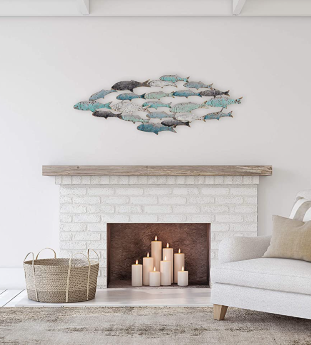 Weathered Metal Shoal Wall Sculpture - view 2