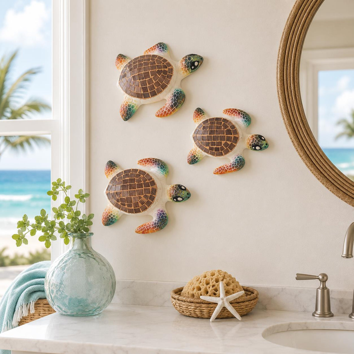 Brown Mosaic Turtle Wall Trio - view 2