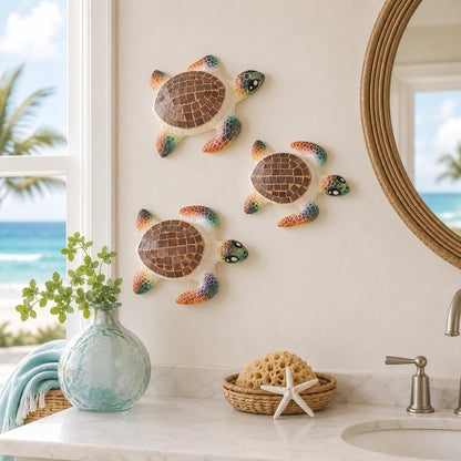 Brown Mosaic Turtle Wall Trio - view 2