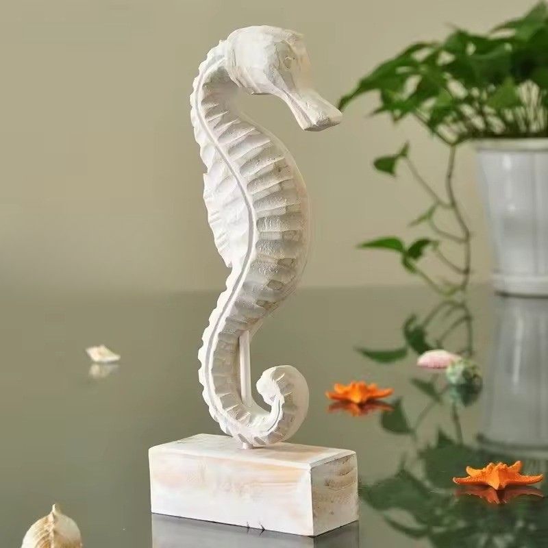 Pale Wood Seahorse on Display Stand - view 1