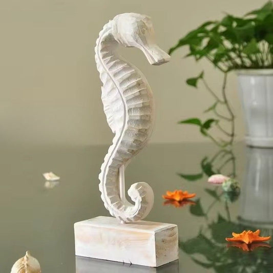 Pale Wood Seahorse on Display Stand - view 1