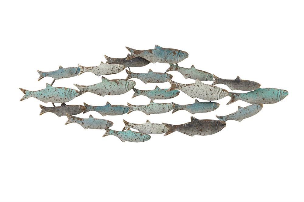 Weathered Metal Shoal Wall Sculpture - view 3