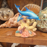 Blue Dolphin Pair over Branching Reef - view 1
