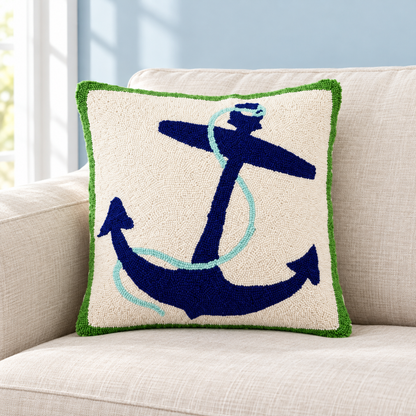 Navy Anchor Square Accent Cushion