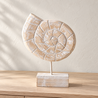 Pale Wood Spiral Shell on Display Stand